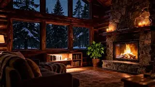 🔥❄️ Fireplace Crackling for Deep Sleep | Cozy Cabin in Mountain Forest ❄️🔥