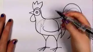 How to Draw a Chicken Cartoon - Draw a Rooster Step by Step Easy and Cute CC