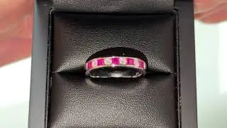 LFRD407WR: Ruby & Diamond Half Eternity Ring 0.85ct. 9k White Gold