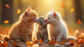 Puffy & Snowy Rescue a Lost Baby Kitten 🐾 | Cute Autumn Adventure | AI Cats