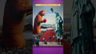 Cat and Statue of Liberty chili eating contest#Statue of Liberty# cat #funny #cartoon #music