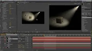 Trapcode Lux 3D lighting with light fog and dust.
