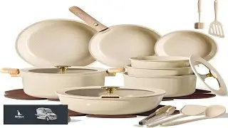 CAROTE 25PCS Ceramic Cookware Set Pots and Pans set Non Stick RV