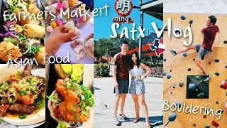 San Santonio vlog| unboxing, Rim Farmer's Market, Ming's Thing Chinese food, Rock climbing Boulder