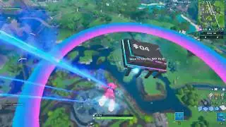 Fortnite Fortbyte #4 Location - Accessible skydiving through rings Loot Lake Plasma Trail Contrails