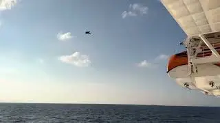 Navy fighter jet flyover of Carnival cruise ship June 2023￼