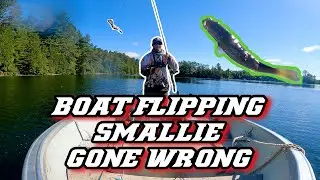 BOAT FLIPPING BASS GONE WRONG IN 4K #bassfishing #smallmouthfishing #gonewrong