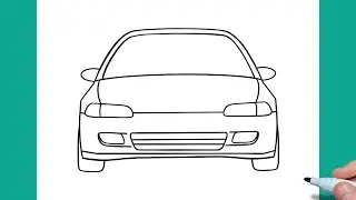 How to draw a HONDA CIVIC 1992 easy / drawing honda civic front view car