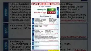 IIT Kanpur Admin. & Technical Vacancy 2024 | IIT Kanpur Recruitment 2024 | IIT Kanpur New Vacancy