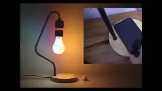 ‪New Novelty LED Magnetic Levitation Bulb Hover Floating Desk Lamp Magic Black Tech Wireless