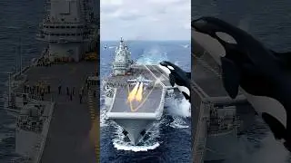 Giant Orca Crashed Into an Aircraft Carrier 😳 #shorts #ocean #orca