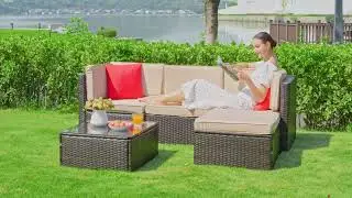 🌿 Walsunny 5-Piece Patio Furniture Set with Ottoman &mdash; Style, Comfort & Flexibility Outdoors! 🌞