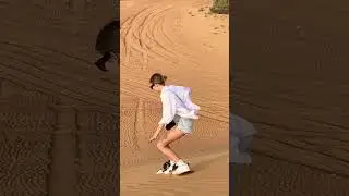Sandboarding adventure in desert safari Dubai #desert #desertsafaris #viralvideo