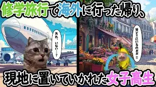 【ほぼ実話】修学旅行で海外に行った帰り、現地に置いていかれた女子高生の話【猫ミーム】【猫マニ】