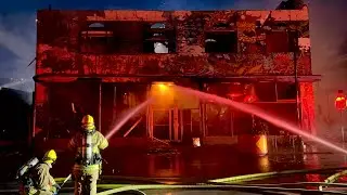 Arcata&rsquo;s H Street block fire & demolition footage 