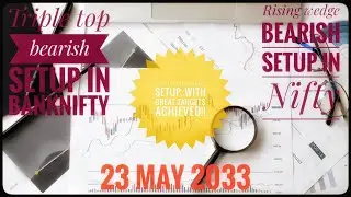 Triple top bearish pattern in banknifty|Clear triple top pattern|Rising wedge breakdown in nifty 50