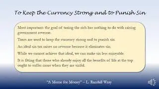 To Keep the Currency Strong and to Punish Sin - L. Randall Wray