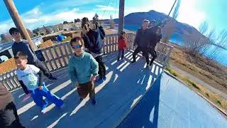 Kids having fun at Lake Tekapo
