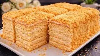 Ленивый Медовик! Просто РАЗМАЗЫВАЮ Тесто! Без раскатки коржей и без масла!