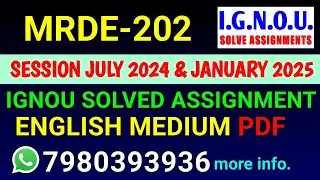 MRDE 202 Solved Assignment 2024-25 English, MRDE 202 Solved Assignment 24-25, MRDE-202 Assignment