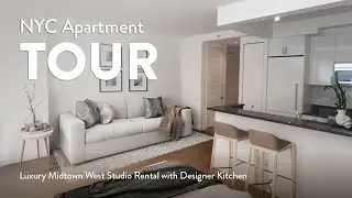 NYC Apartment Tour: Luxury Midtown West Studio Rental with Designer Kitchen (Emerald Green, 815)