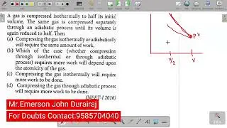 A gas is compresses isothermally to half its initial volume. The same gas is compressed|FAQ in NEET