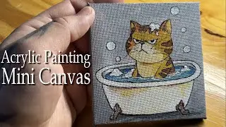 The Bath-Time Betrayal | Grumpy Cat Acrylic Painting on a Mini Canvas
