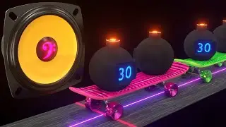 30 Second Timer Bomb 💣 Skateboards vs Bass Speaker | 3D Timer