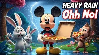 Mickey Mouse Says &ldquo;Ohh No!&rdquo; 😱🍕 | The Monkey Took the Pizza in Rainy Danger | 3D Kids Cartoon
