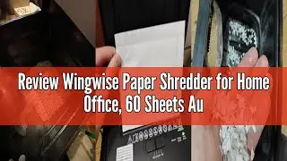 Review Wingwise Paper Shredder for Home Office, 60 Sheets Auto Feed, 55dB Super Quiet, P-4 Cross Cut