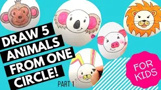 Draw 5 animals starting with a circle (Part 1)
