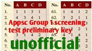 Appsc Group 1 screening test preliminary key unofficial|ap group1