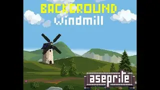 WINDMILL BACKGROUND ANIMATED - pixel art - on Aseprite