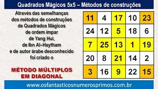 Quadrados Mágicos 5x5 e métodos construções