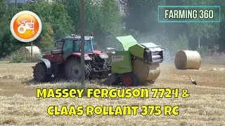 Massey Ferguson 7724 & Claas Rollant 375 RC baling straw