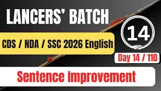 Sentence Improvement  CDS + NDA 2026  Day 14 / 110 #cds #nda #ssc