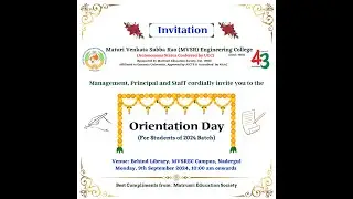 MVSR Engineering College ll Orientation Day 2024 Batch ll LIVE