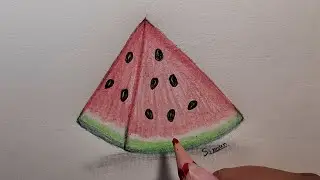 Легкий рисунок дольки арбуза🍉 || Как нарисовать арбуз