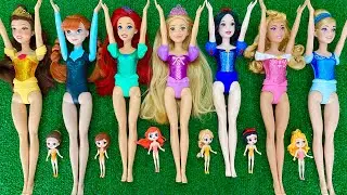 ASMR Most Popular Disney Princess Mattel Dolls lots of colorful rainbow Dresses unpacking toys