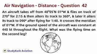 Aircraft Flight Calculation | 48&deg;05'N, 10&deg;W West, North & East Legs | #studykwik | #aviation | #cpl