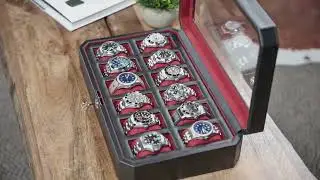 Rothwell 12 Slot Watch Box (Black / Red)