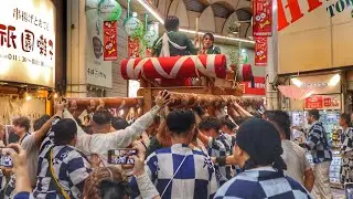令和5年　大阪市旭区　新森清水　八幡大神宮　秋祭り　本宮　上ノ辻太鼓枠　千林駅前、周辺巡行　差し上げ等。