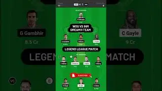 WOGvaINM dream11 team prediction 11 WOG vs INM Legend league match Team