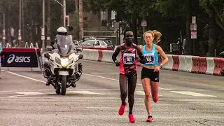 LAPD Motors Escorting the Lead Runners of the 2021 LA Marathon