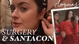 Torn earring hole surgery & Santacon | vlogmas day 12