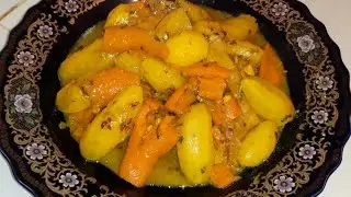 اللحم بالبطاطس الحلوة والجزر 🤤 بطريقة ساهلة وسريعة كتجي بنينة بزاف 👍