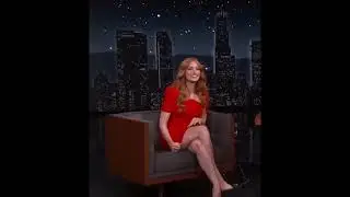 Jessica Chastain with a leg cross showing a sliver of spanx - Jimmy Kimmel Live (10-12-2022)