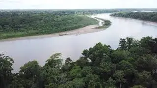 Drone view over the Madre de Dios river, Peru