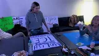 Macoupin County Indivisible Sign Making Party at the Future Home of Beatnik Books