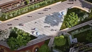 4K Street Drone Shot - Unreal Engine 5.1 / Lumen / Animated People